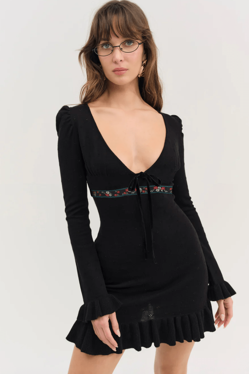Naomi Knit Mini Dress BY FOR LOVE AND LEMONS Black / Small