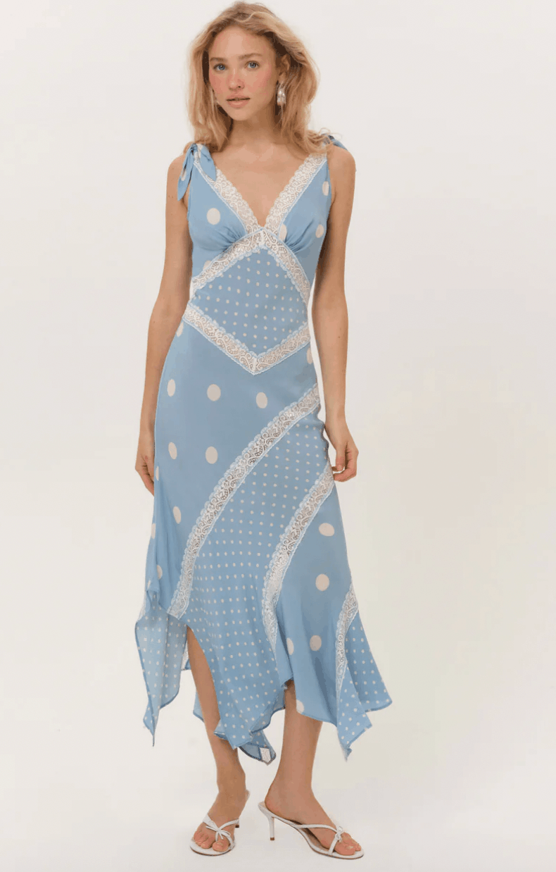 for love and lemons blue midi dress For Love & Lemons