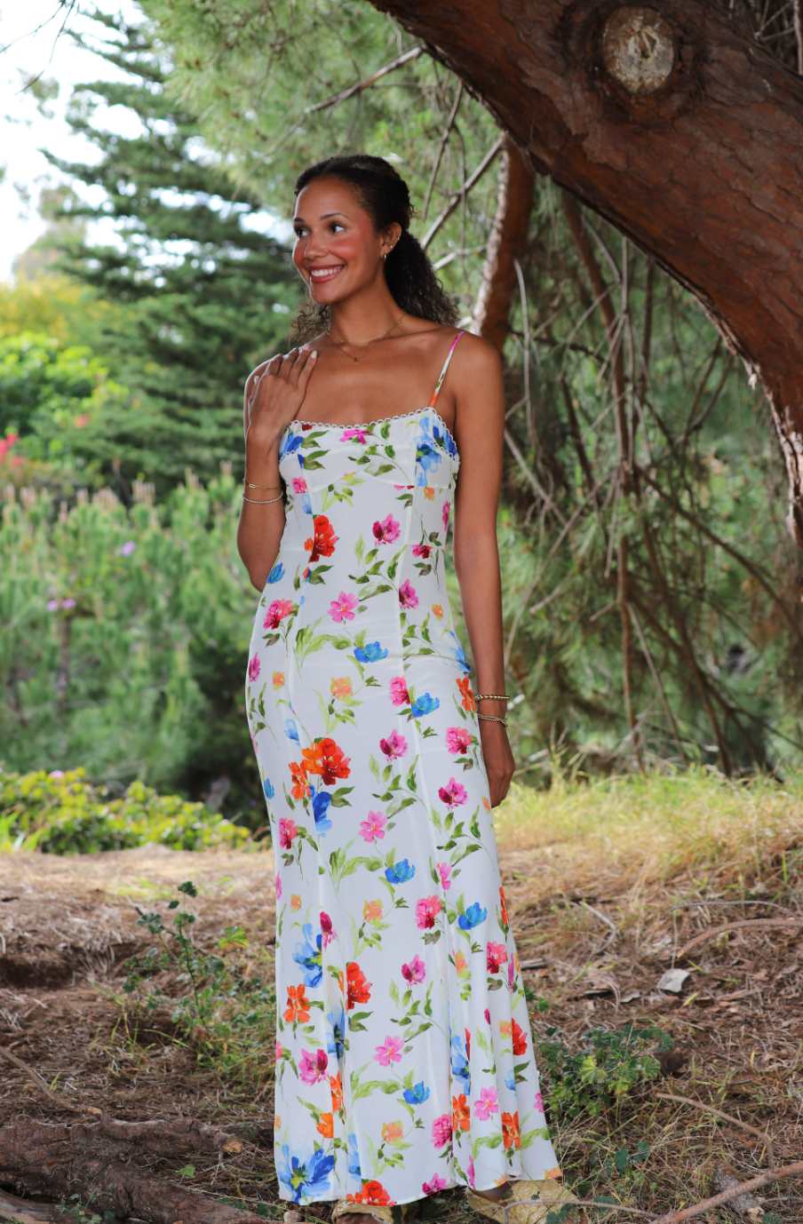 floral maxi dress for love and lemons For Love & Lemons Beate Maxi Dress in Pink