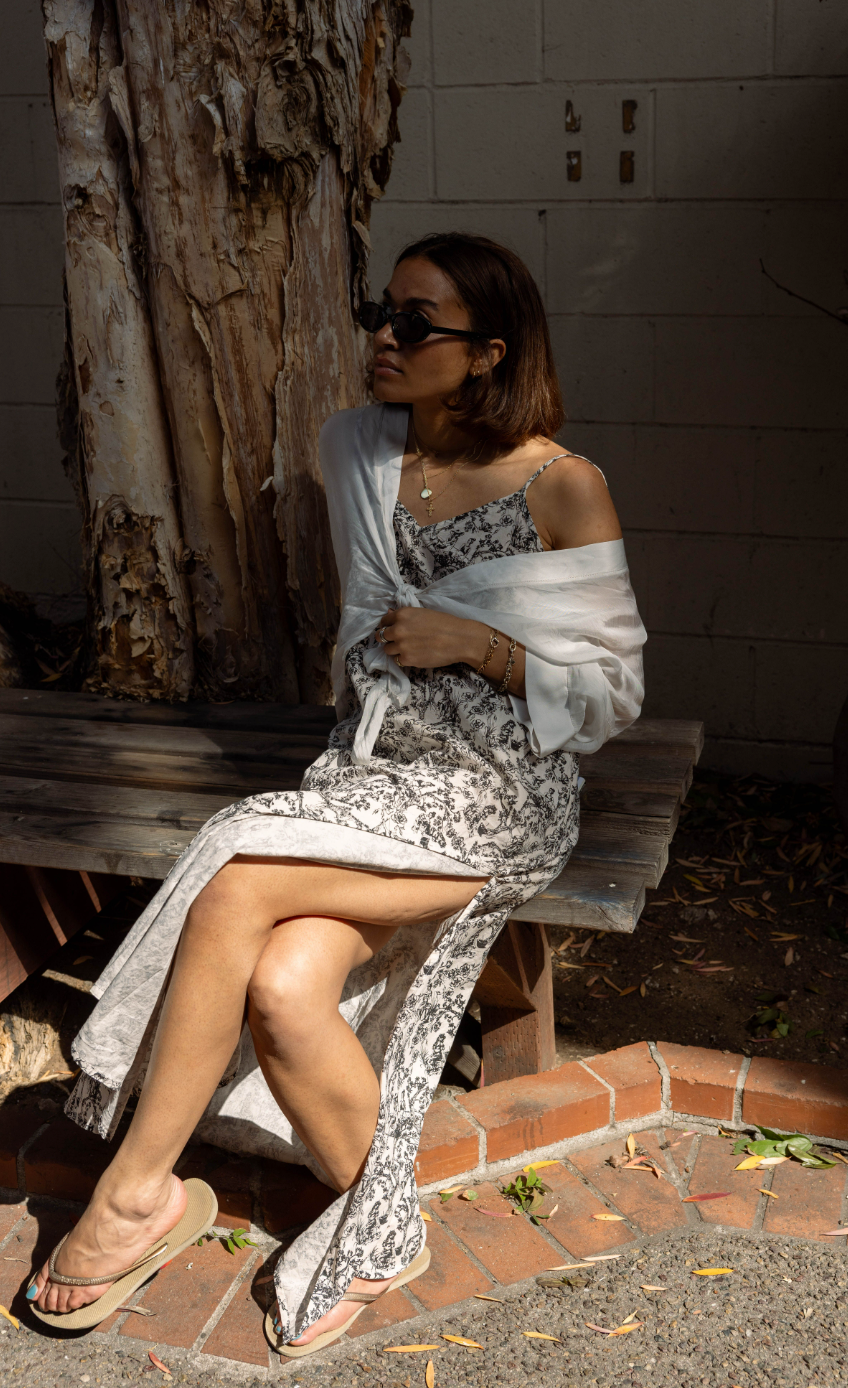 Afternoon Delight Cotton Toile Midi Dress by Only Hearts Toile / M by 75 Degrees and Fuzzy