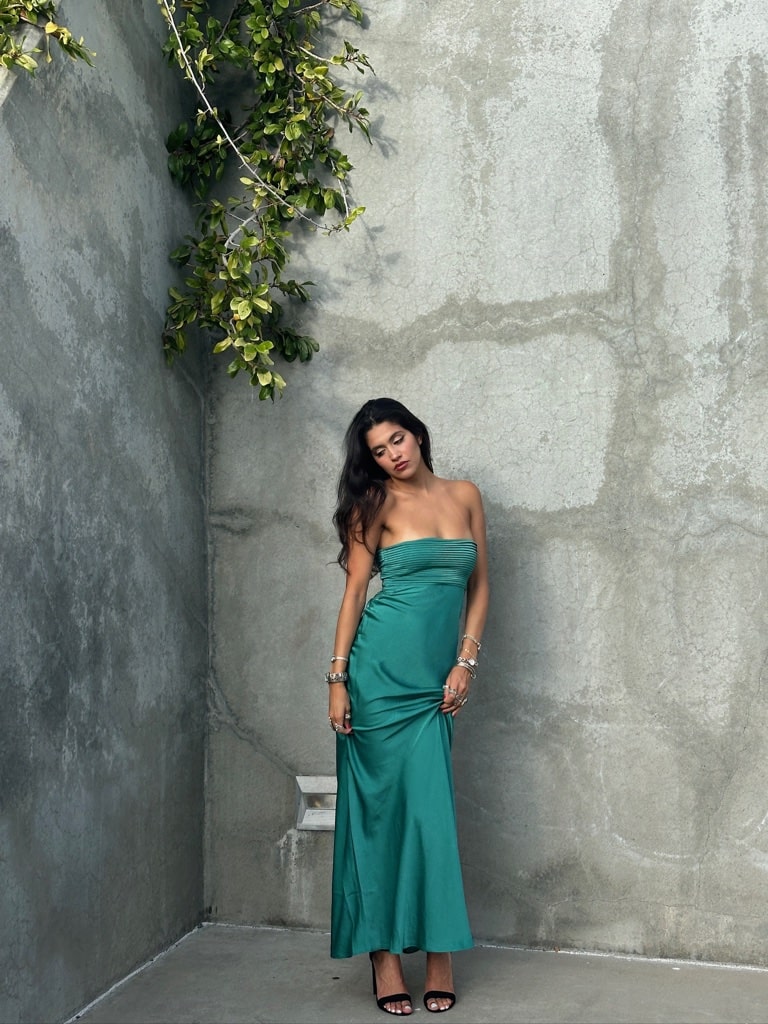 Emerald Waters Strapless Maxi Dress by 75 Jade / L by 75 Degrees and Fuzzy