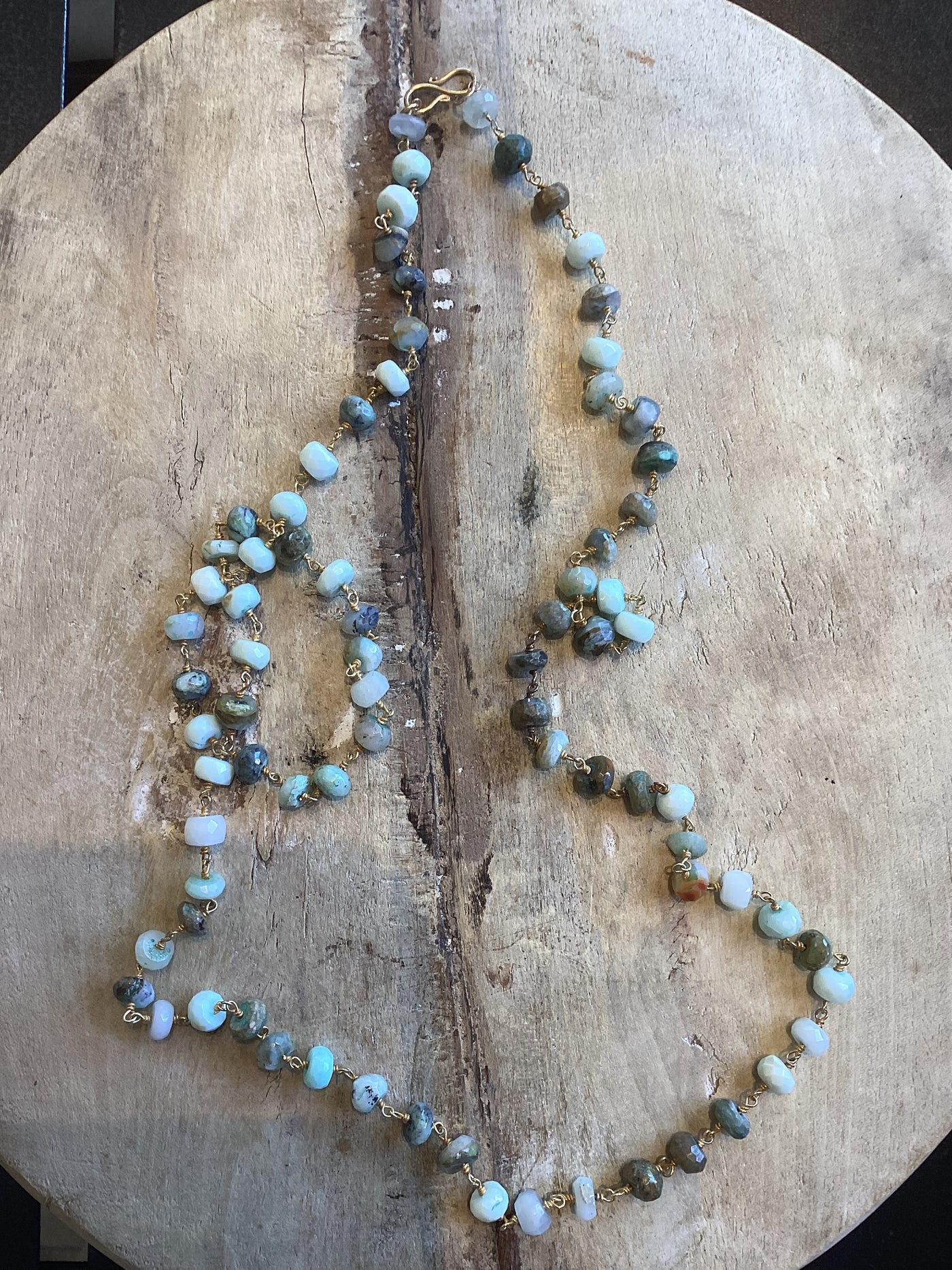 Peruvian Opal long chain necklace by Martell Studio
