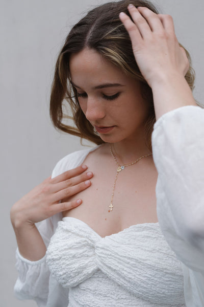 Get Miley Cyrus's 17" Panama Rosary Necklace by Delicate Raymond
