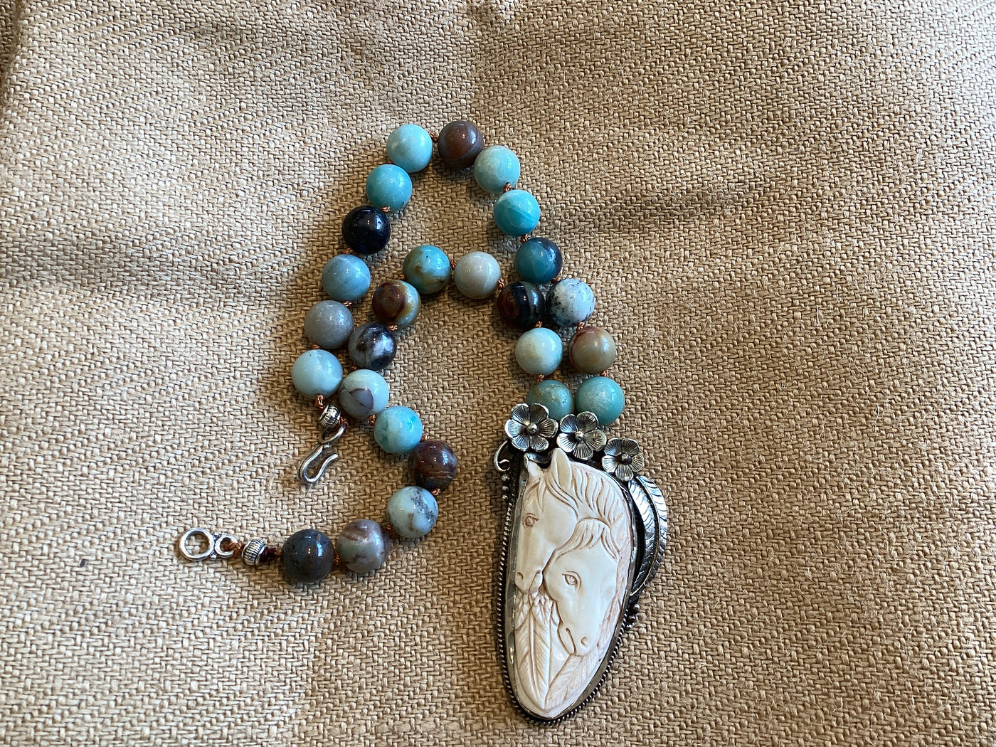 Dallas 2 horse amazonite necklace