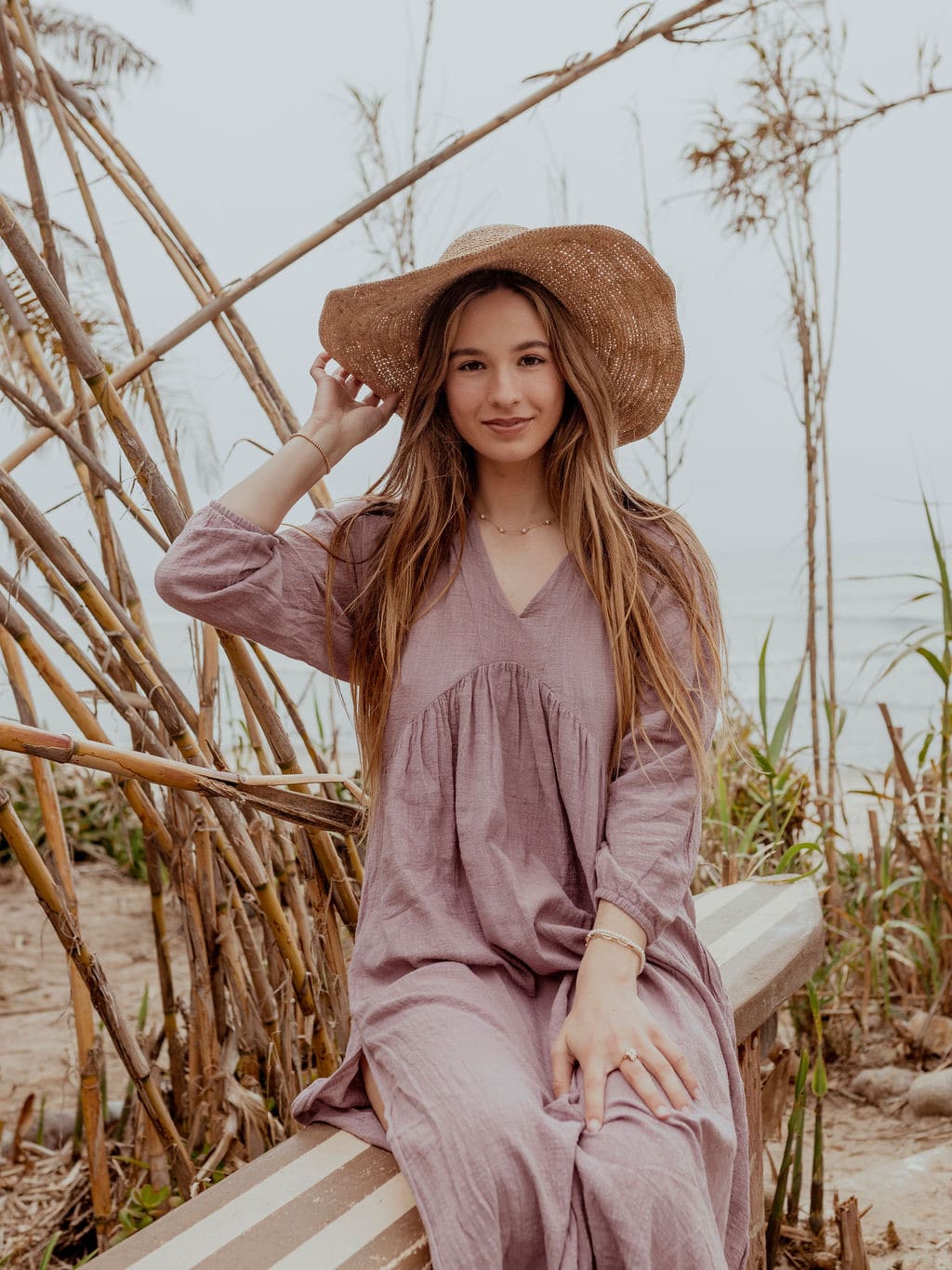 Malai Long-Sleeve Easy V-Neck Cover-Up Dress By Malai