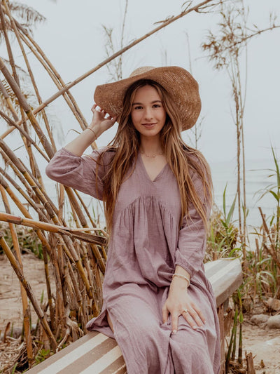 Malai Long-Sleeve Easy V-Neck Cover-Up Dress By Malai