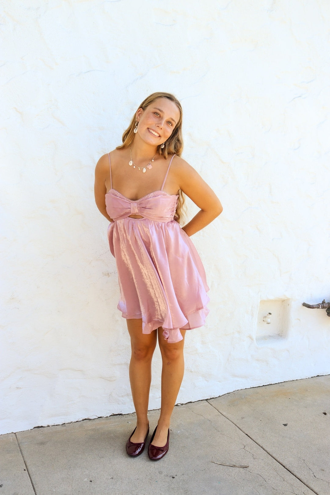 ★GLOWNY★ROSY SCOOP MINI DRESS (WHITE MELANGE)★正規品/人気 MUSINSA公式 | GLOWNY ROSY SCOOP MINI DRESS (WHITE MELANGE)
