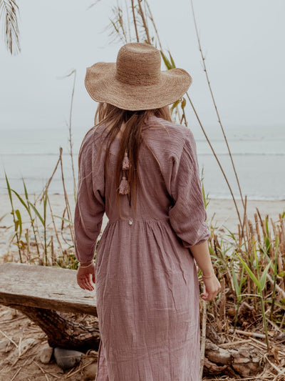 Malai Long-Sleeve Easy V-Neck Cover-Up Dress By Malai