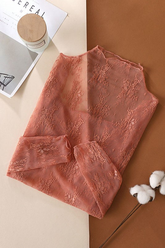 Lux Sheer Lace Long Sleeve Top by 75