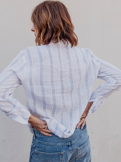 Romy Yarn Dyed Linen Button Up by CP Shades