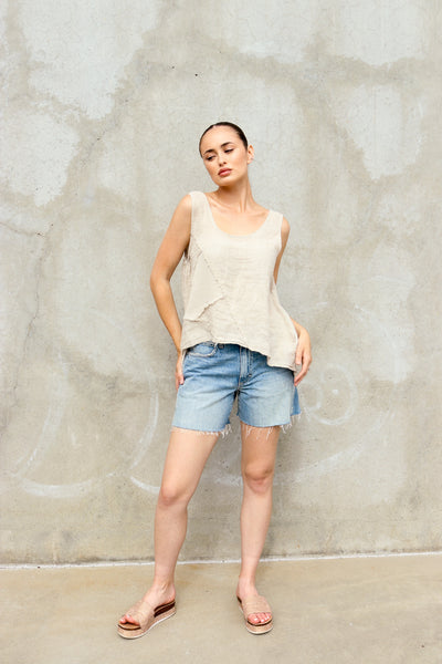 Laguna Patchwork Linen Tank by 75