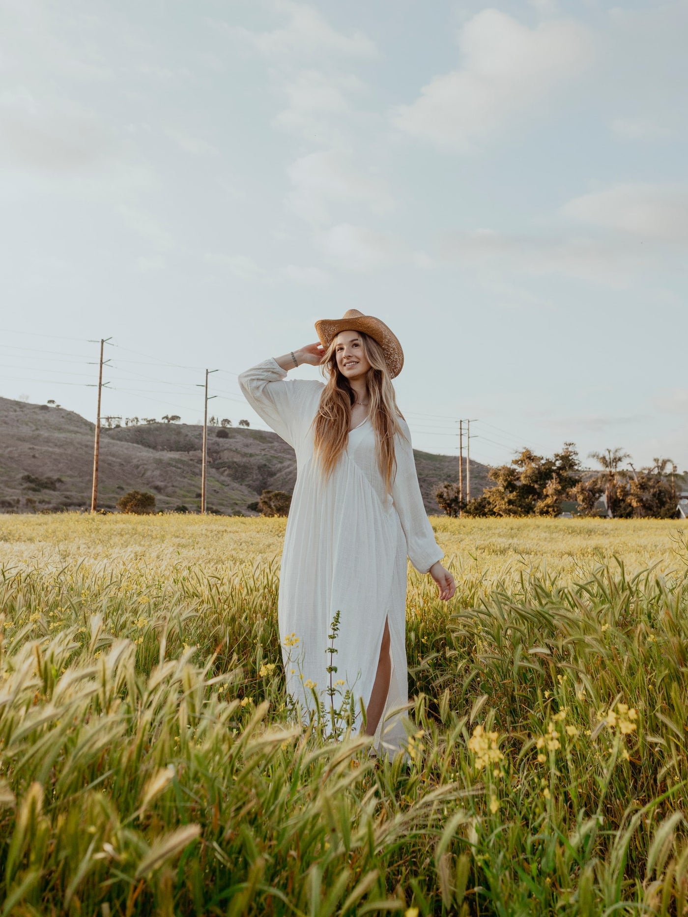 Malai Long-Sleeve Easy V-Neck Cover-Up Dress By Malai
