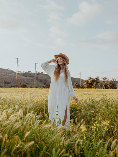 Malai Long-Sleeve Easy V-Neck Cover-Up Dress By Malai