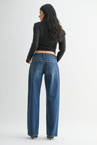 Rebel Rodeo Studded Jeans: Low Rise Studded Baggy Denim