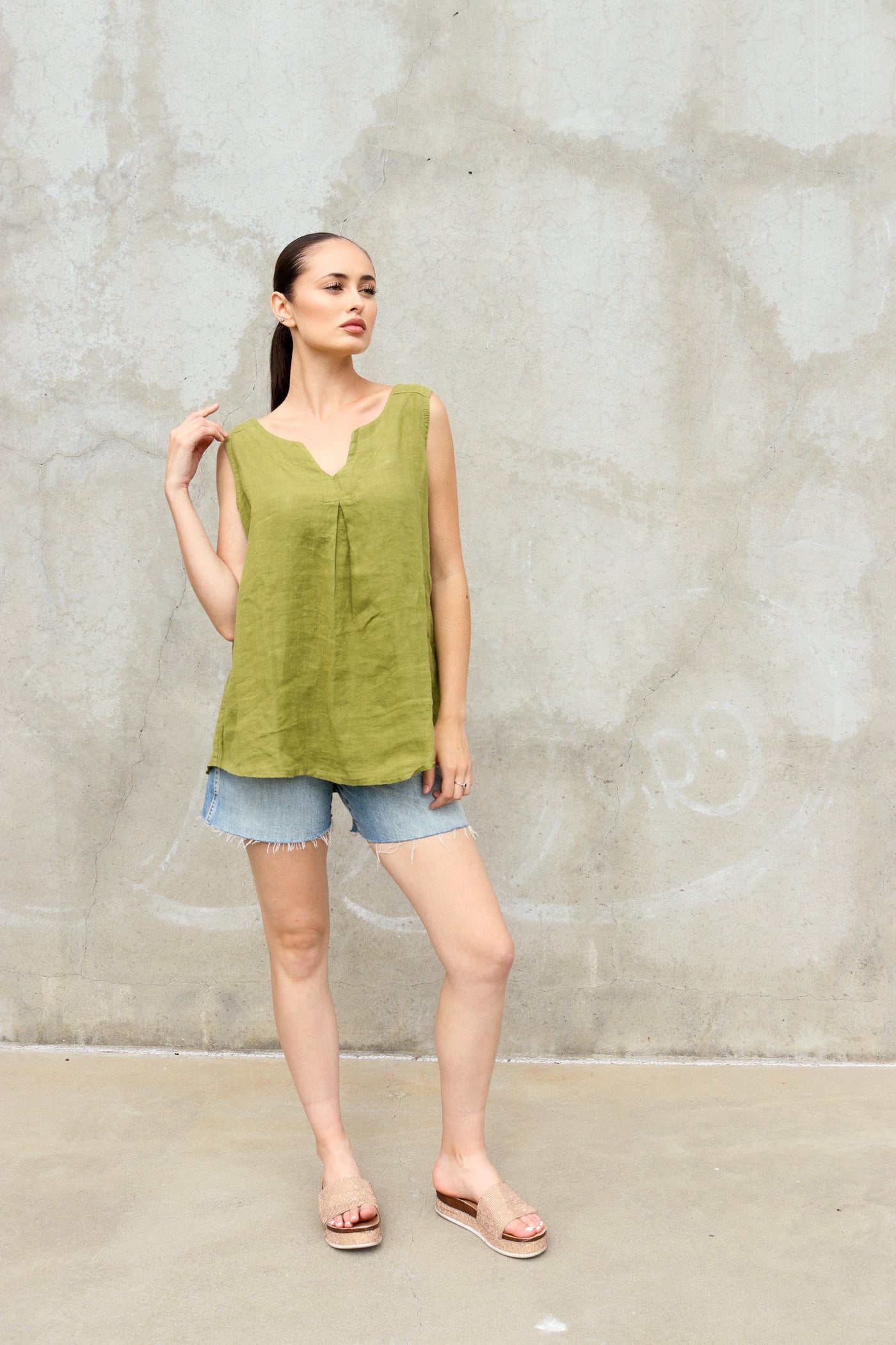 Olive Grove Linen Tank – 100% Linen by 75