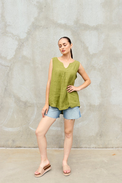 Olive Grove Linen Tank – 100% Linen by 75