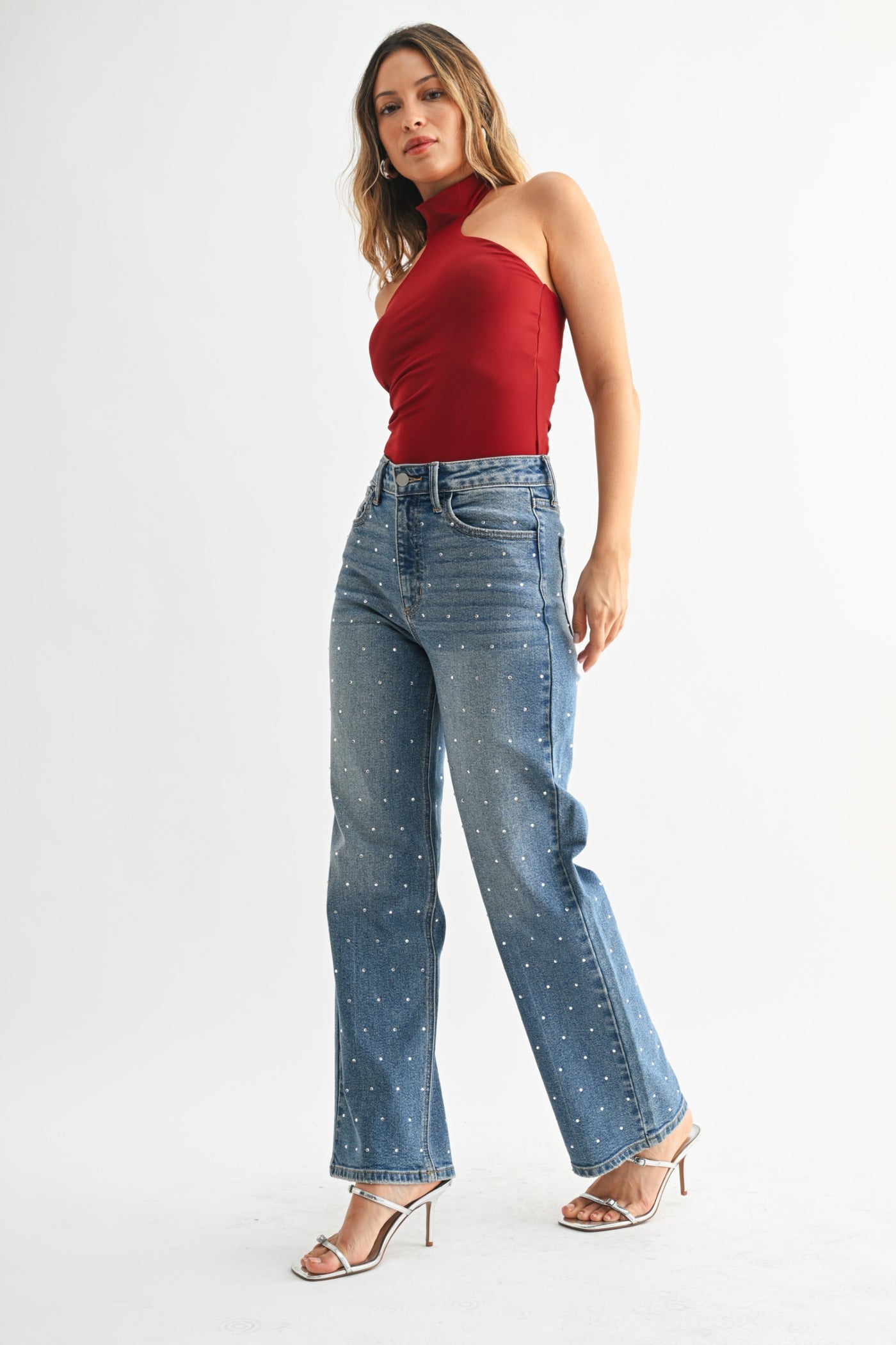 Starlit Sky Rhinestone Denim:  a High Rise Vintage Straight Leg