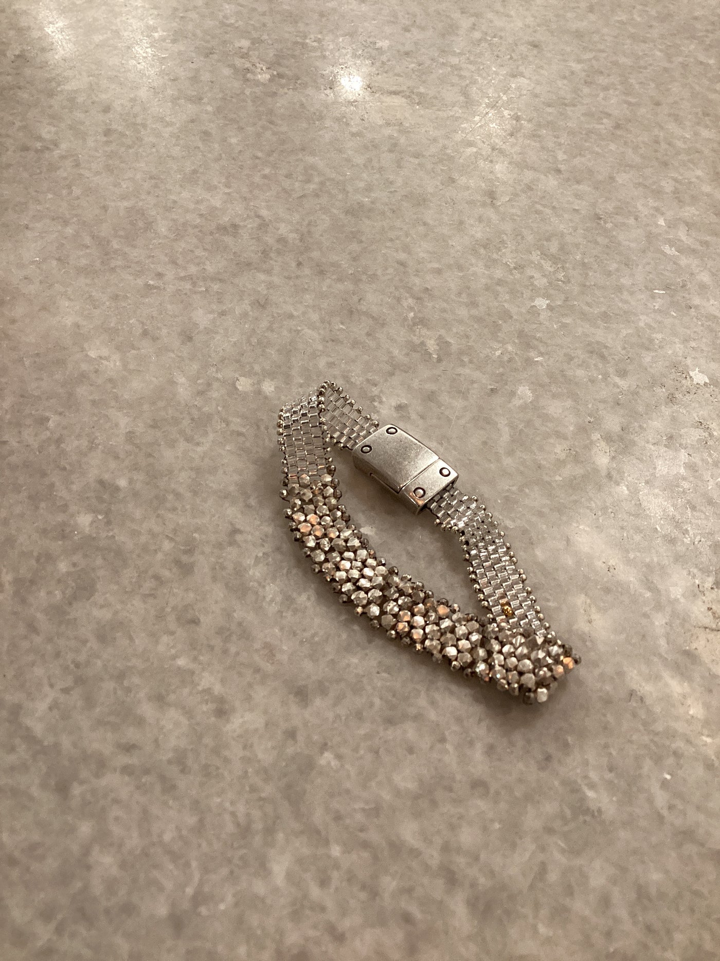 Sterling Silver Nuggets + Silver Pyrite Trim Bracelet by Martell Studio