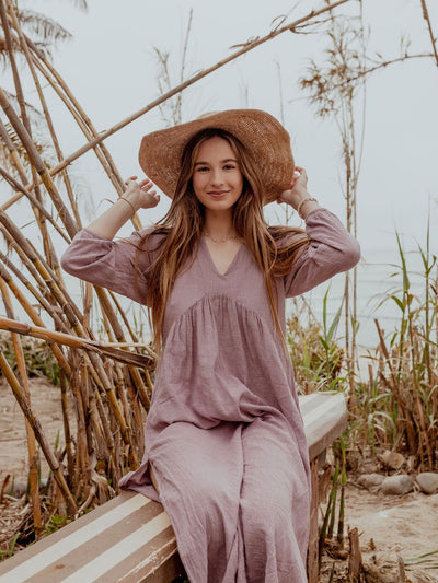 Malai Long-Sleeve Easy V-Neck Cover-Up Dress By Malai