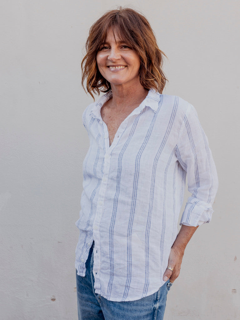 Romy Yarn Dyed Linen Button Up by CP Shades