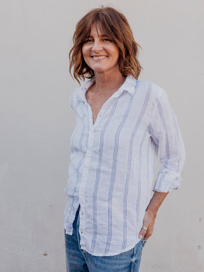 Romy Yarn Dyed Linen Button Up by CP Shades