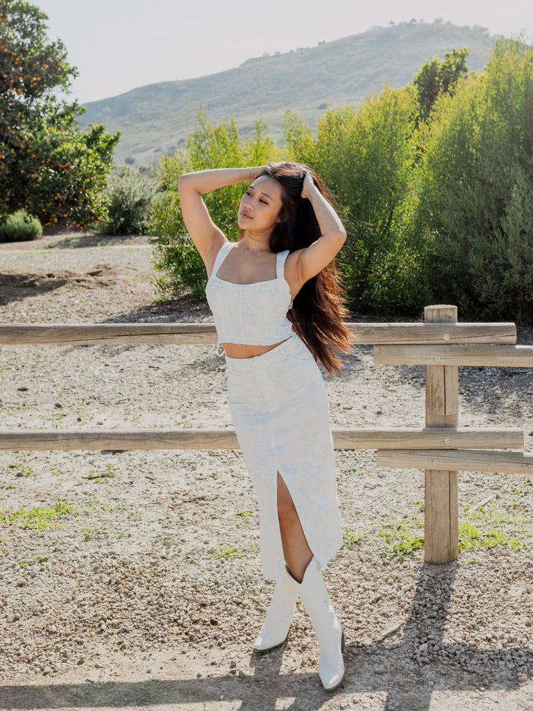 Lumignon Denimlacemermaid skirt+Tホワイト Lumignon Denimlacemermaid skirt+Tホワイト Lumignon