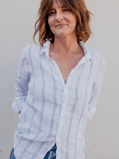 Romy Yarn Dyed Linen Button Up by CP Shades