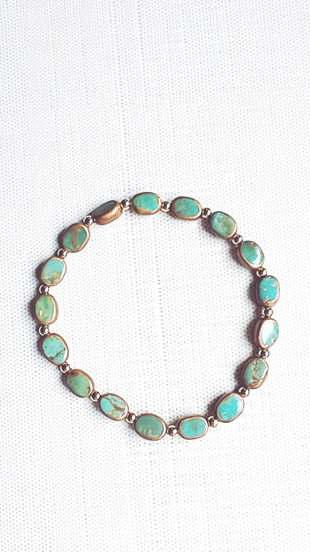 Turquoise Gemstone and Gold Bead Bracelet
