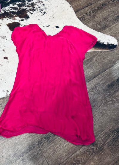 Short Sleeve Silk Midi Dress