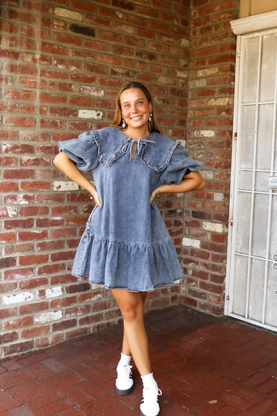 The Moonlit Waves Denim Dress