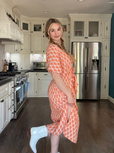 Double Gauze Bella Dress in Artisan Blocks Print by Subtle Luxury
