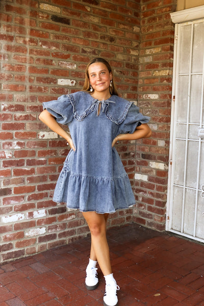 The Moonlit Waves Denim Dress