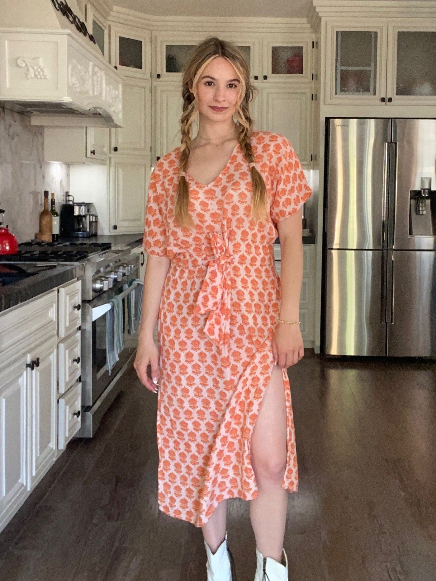 Double Gauze Bella Dress in Artisan Blocks Print by Subtle Luxury