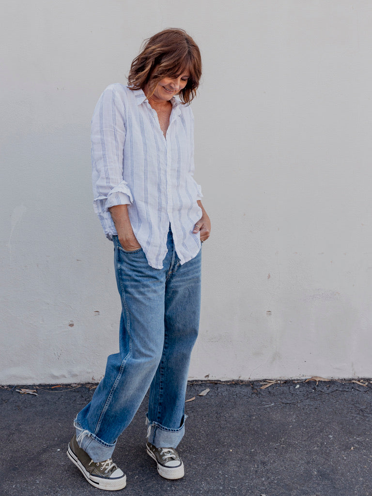 Romy Yarn Dyed Linen Button Up by CP Shades