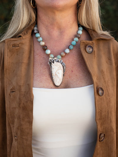 Dallas 2 horse amazonite necklace