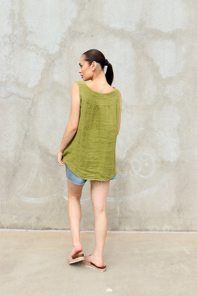 Olive Grove Linen Tank – 100% Linen by 75