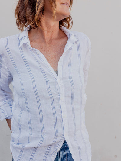 Romy Yarn Dyed Linen Button Up