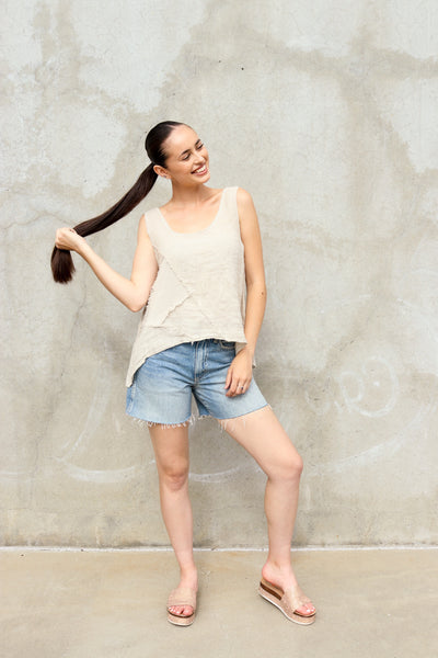 Laguna Patchwork Linen Tank by 75