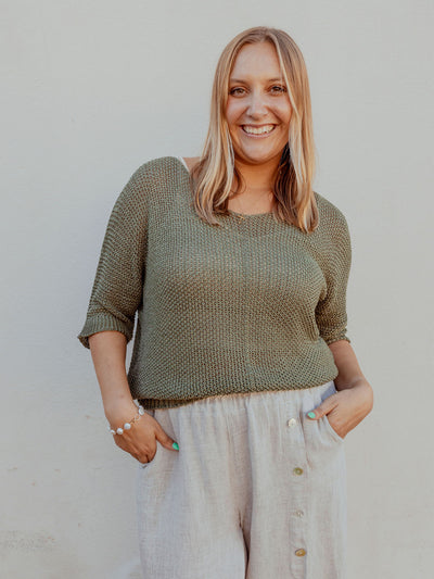 Olive Grove Crochet Knit Sweater by 75