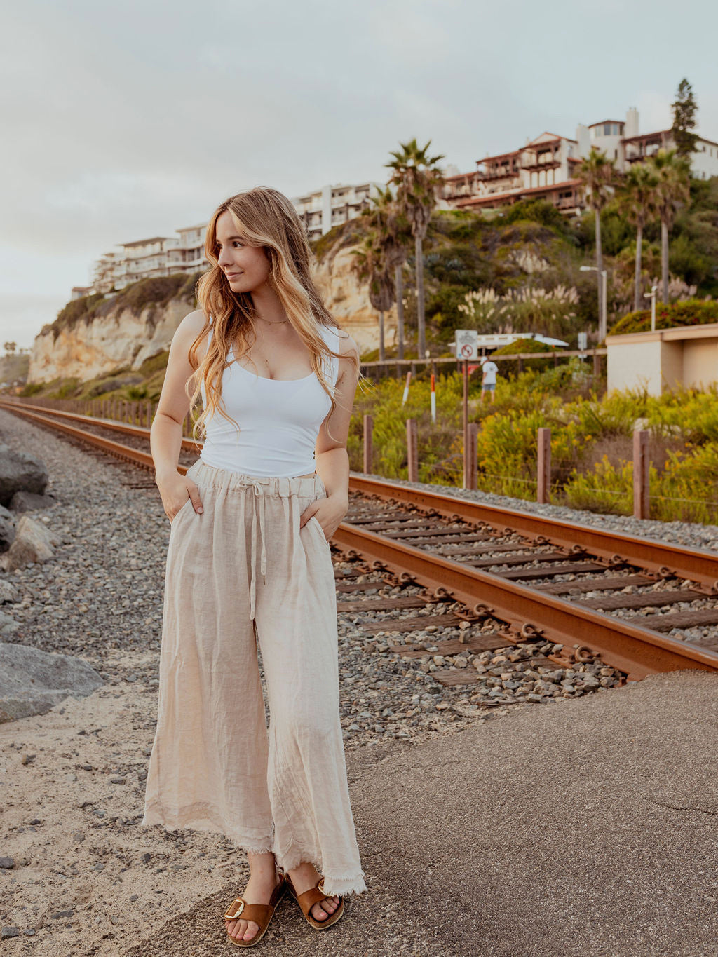 Driftwood Linen Wide-Leg Pants by 75