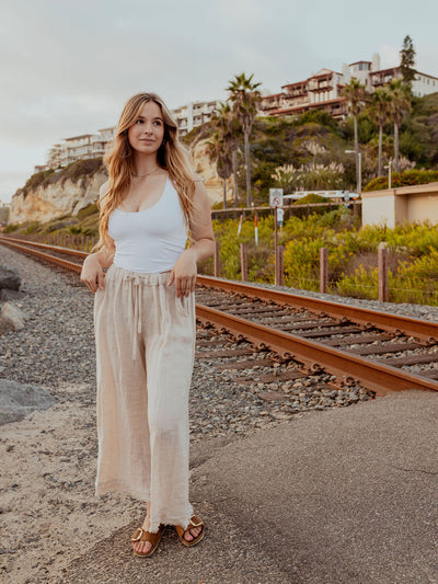 Driftwood Linen Wide-Leg Pants by 75