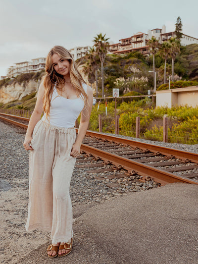Driftwood Linen Wide-Leg Pants by 75
