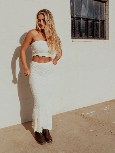 Textured Cotton Set with Tube Top
