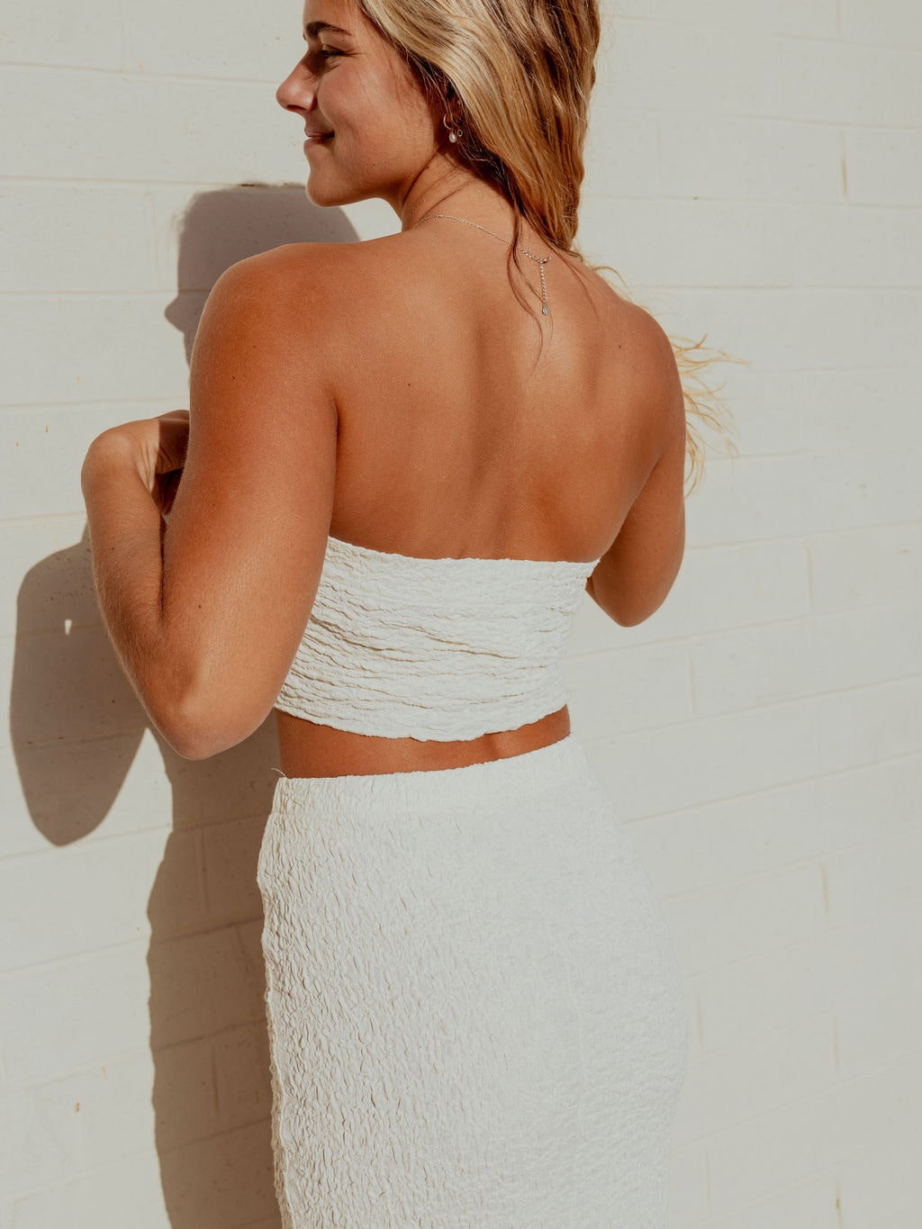 Textured Cotton Set with Tube Top