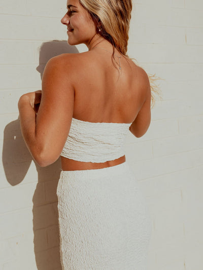 Textured Cotton Set with Maxi Skirt