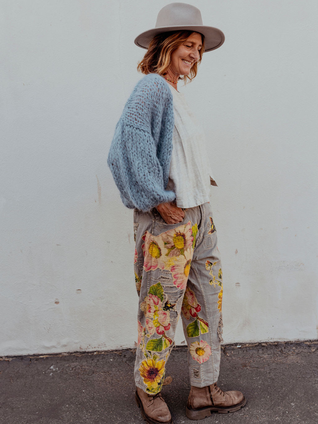 Miner Pants with Sunflower. 433 by Magnolia Pearl