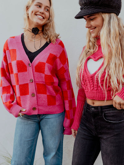 Check Cardigan Sweater by 75
