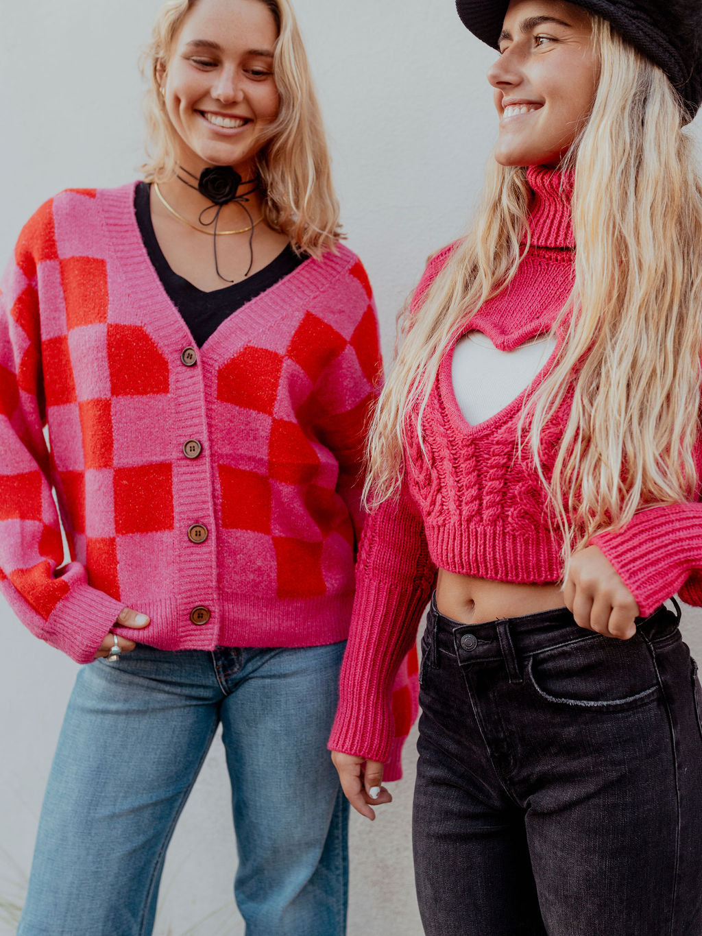 Check Cardigan Sweater by 75
