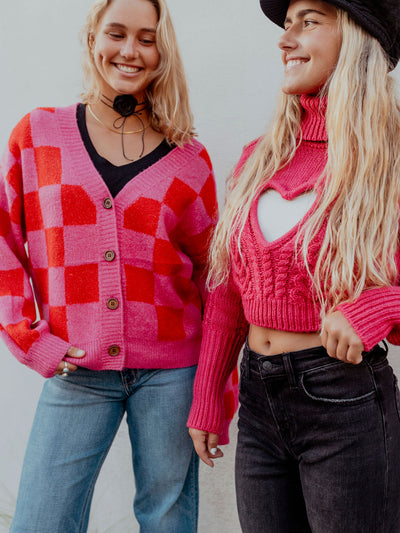 Check Cardigan Sweater by 75