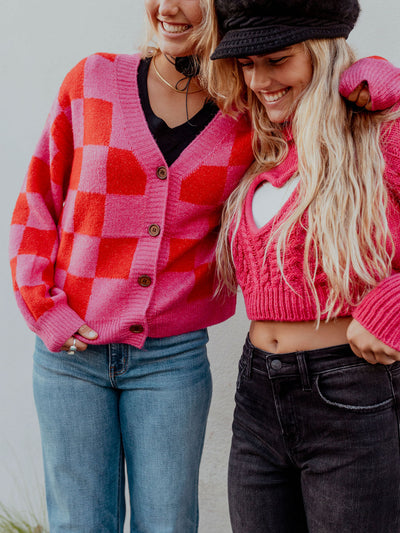 Check Cardigan Sweater by 75
